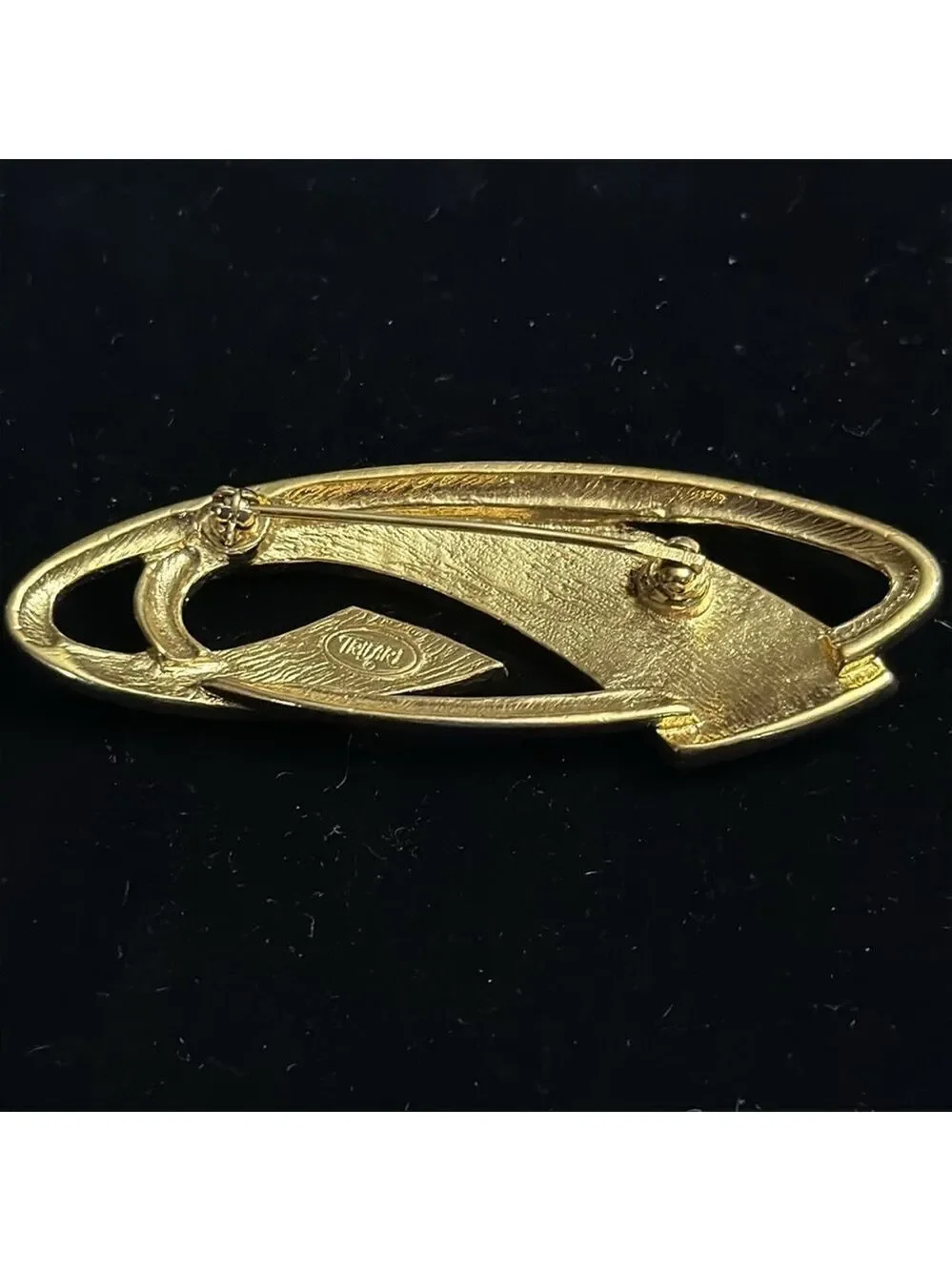 Trifari black enamel